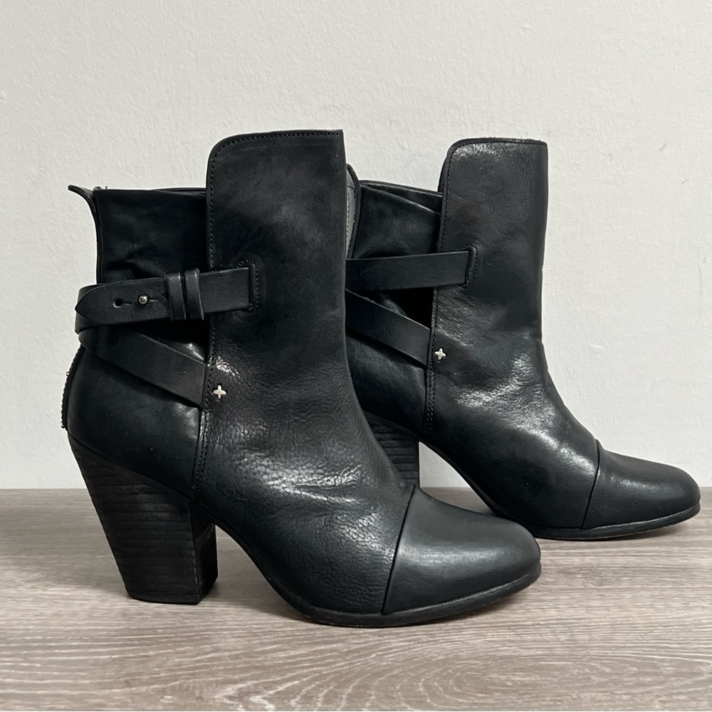 Rag & Bone Black Leather Boot Booties Size 39 US 8 Kinsey